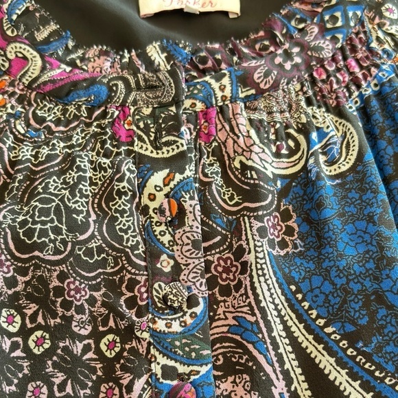 Parker Dress $298 MSRP Multicolor Harlow Paisley Ruffle Trim Sz Small Drop Waist - Picture 7 of 10